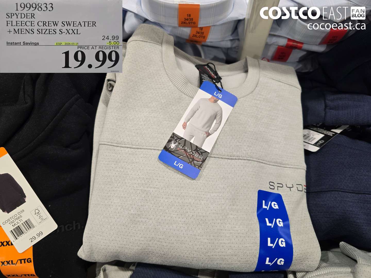 1999833 SPYDER FLEECE CREW SWEATER + MENS SIZES S-XXL ($5.00 INSTANT SAVINGS EXPIRES ON 2026-03-15) $19.99