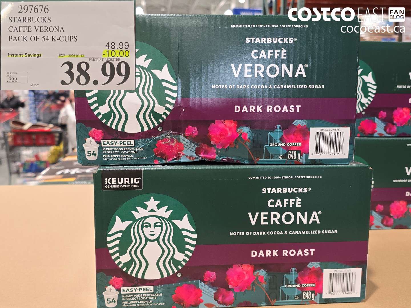 297676 STARBUCKS CAFFE VERONA PACK OF 54 K-CUPS ($10.00 INSTANT SAVINGS EXPIRES ON 2026-04-12) $38.99