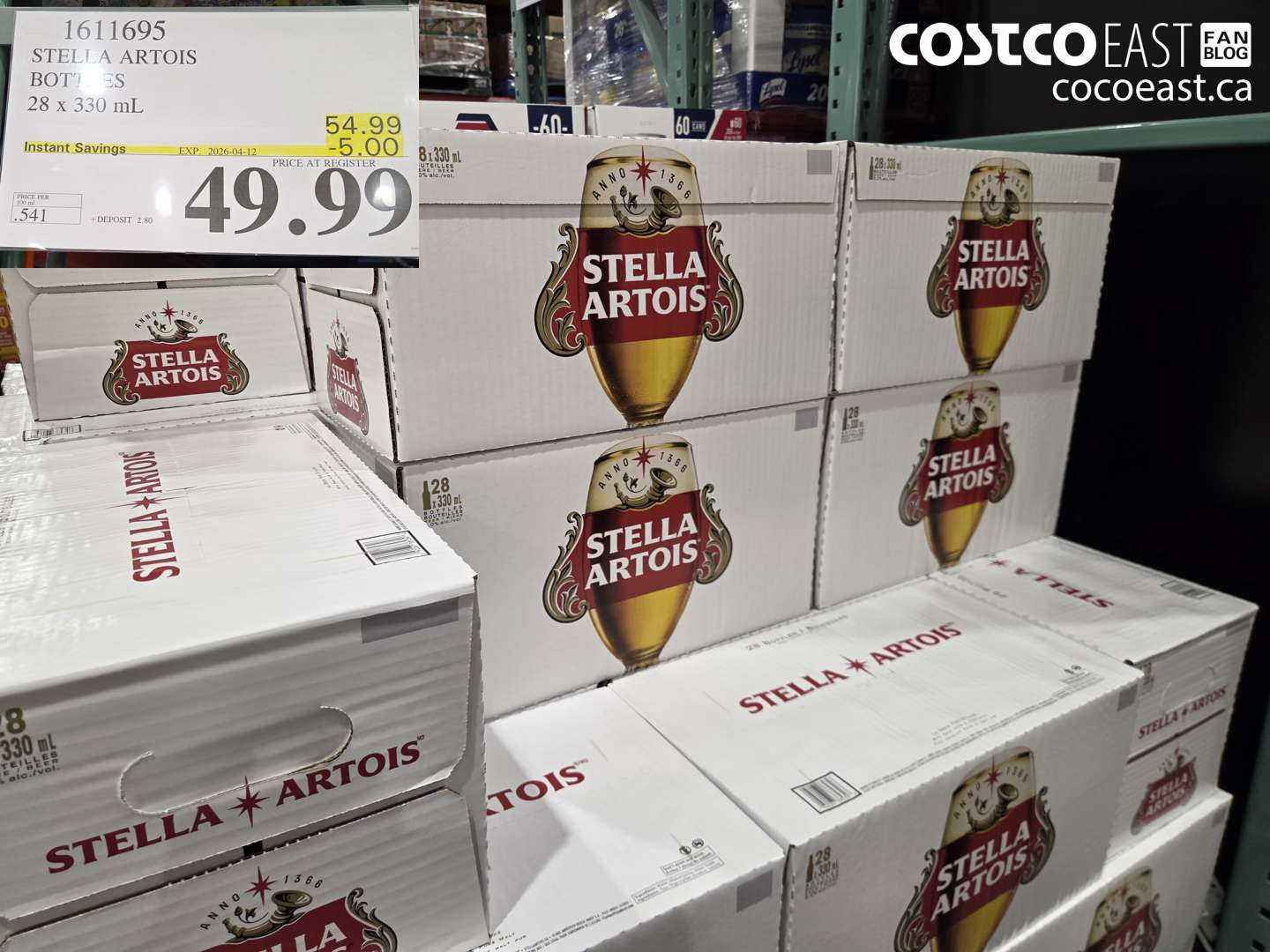 1611695 STELLA ARTOIS BOTTLES 28 X 330 ML ($5.00 INSTANT SAVINGS EXPIRES ON 2026-04-12) $49.99