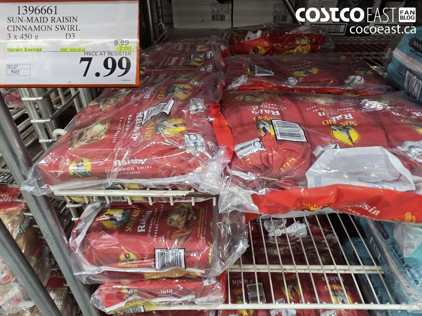 1396661 SUN-MAID RAISIN CINNAMON SWIRL ($2.00 INSTANT SAVINGS EXPIRES ON 2026-04-05) $7.99