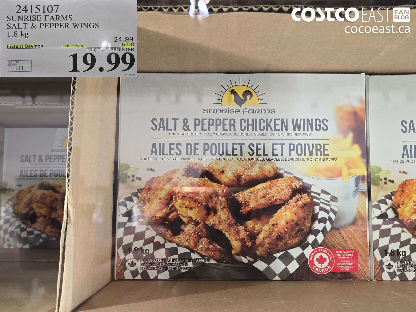 2415107 SUNRISE FARMS SALT & PEPPER WINGS 1.8 KG ($5.00 INSTANT SAVINGS EXPIRES ON 2026-03-15) $19.99