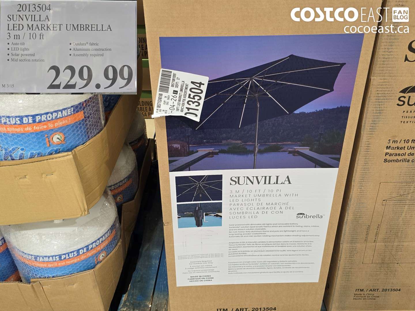 2013504 SUNVILLA LED MARKET UMBRELLA 3 M / 10 FT $229.99