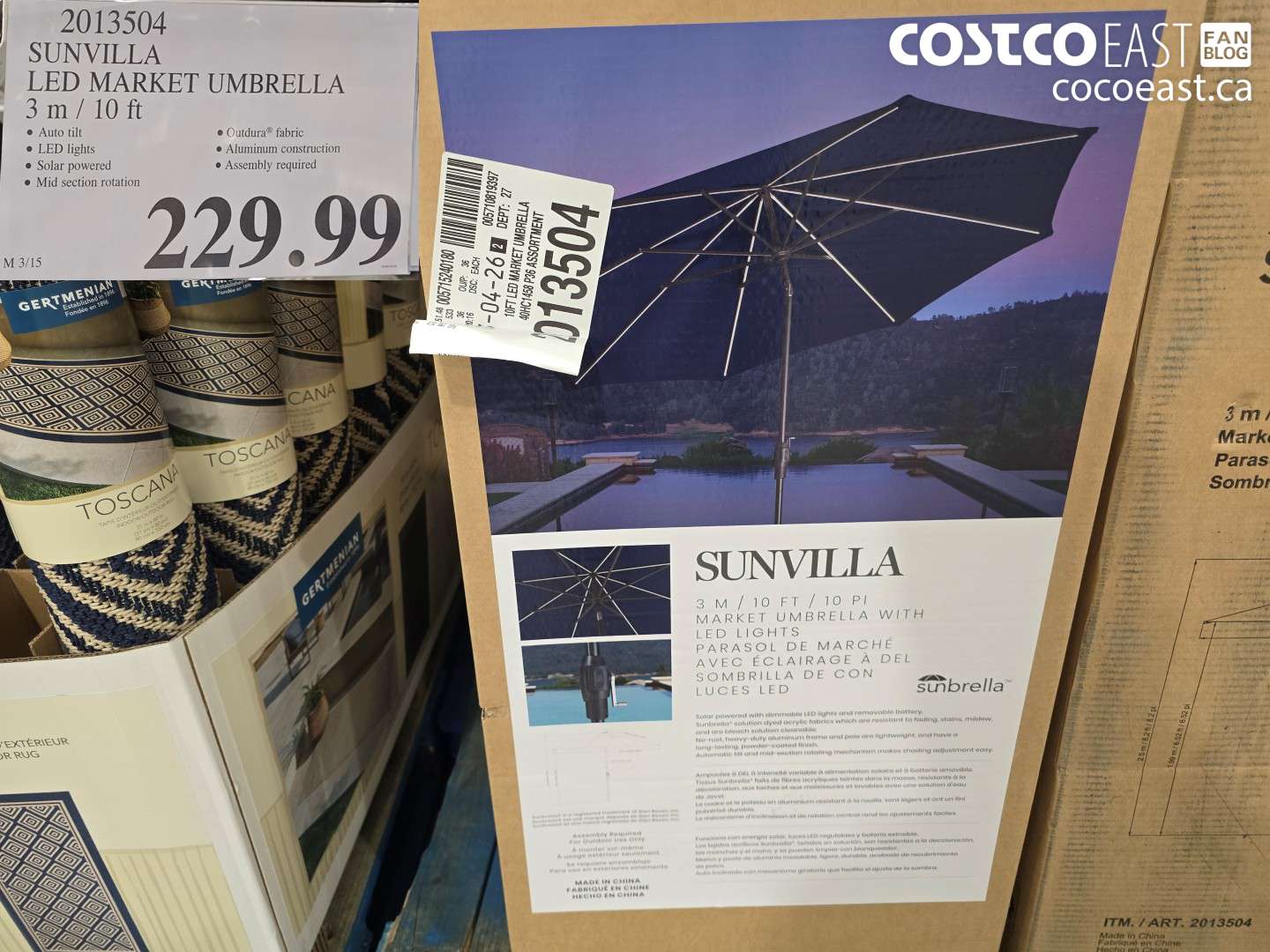 2013504 SUNVILLA LED MARKET UMBRELLA 3 M / 10 FT $229.99