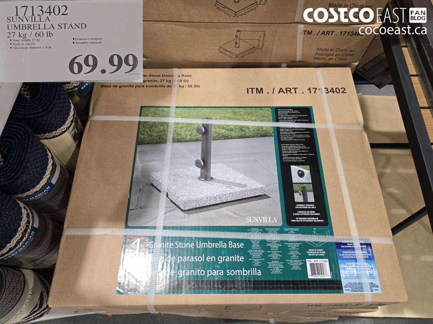 1713402 SUNVILLA UMBRELLA STAND 27 KG / 60 LB $69.99