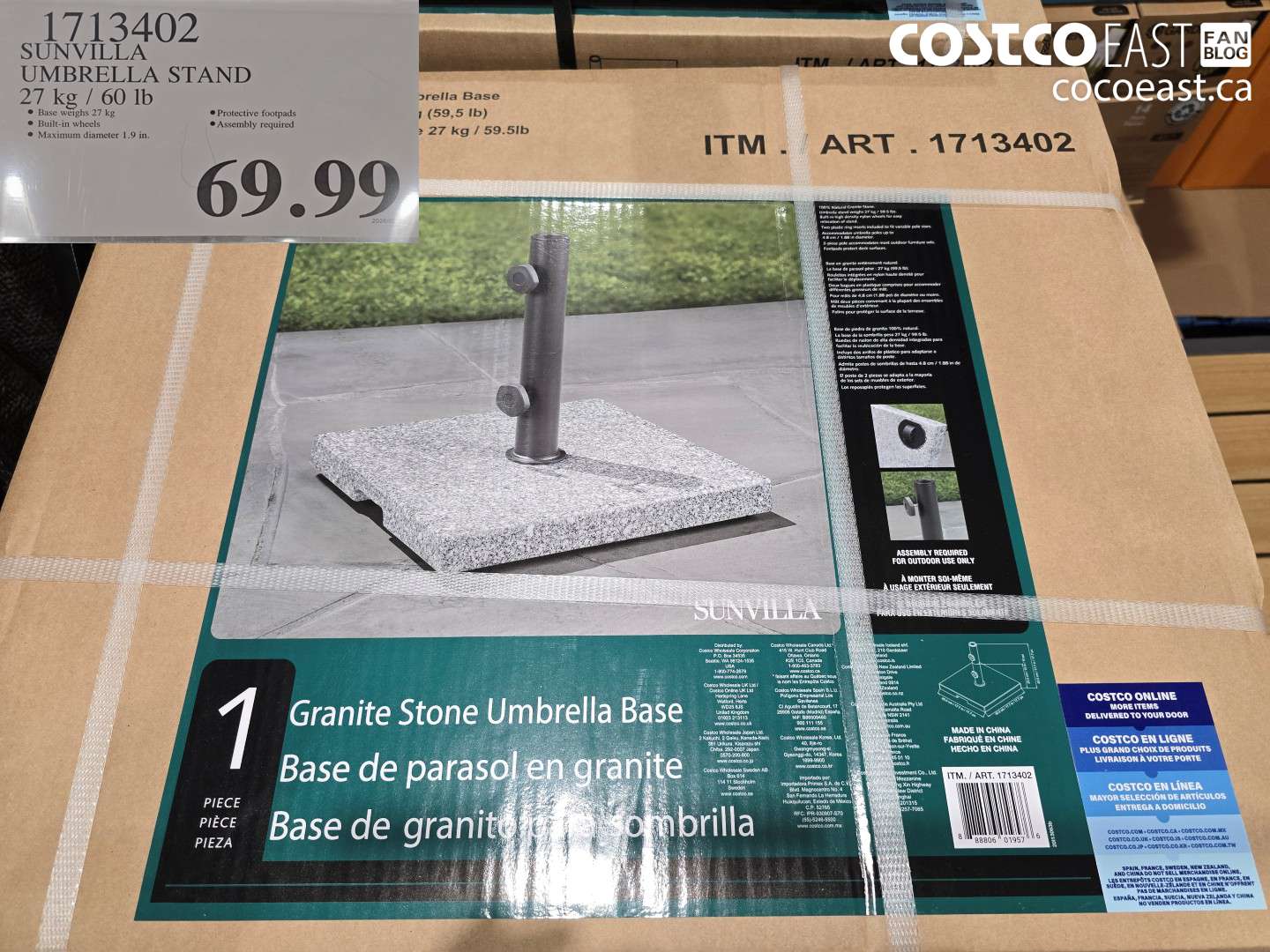 1713402 SUNVILLA UMBRELLA STAND 27 KG / 60 LB $69.99