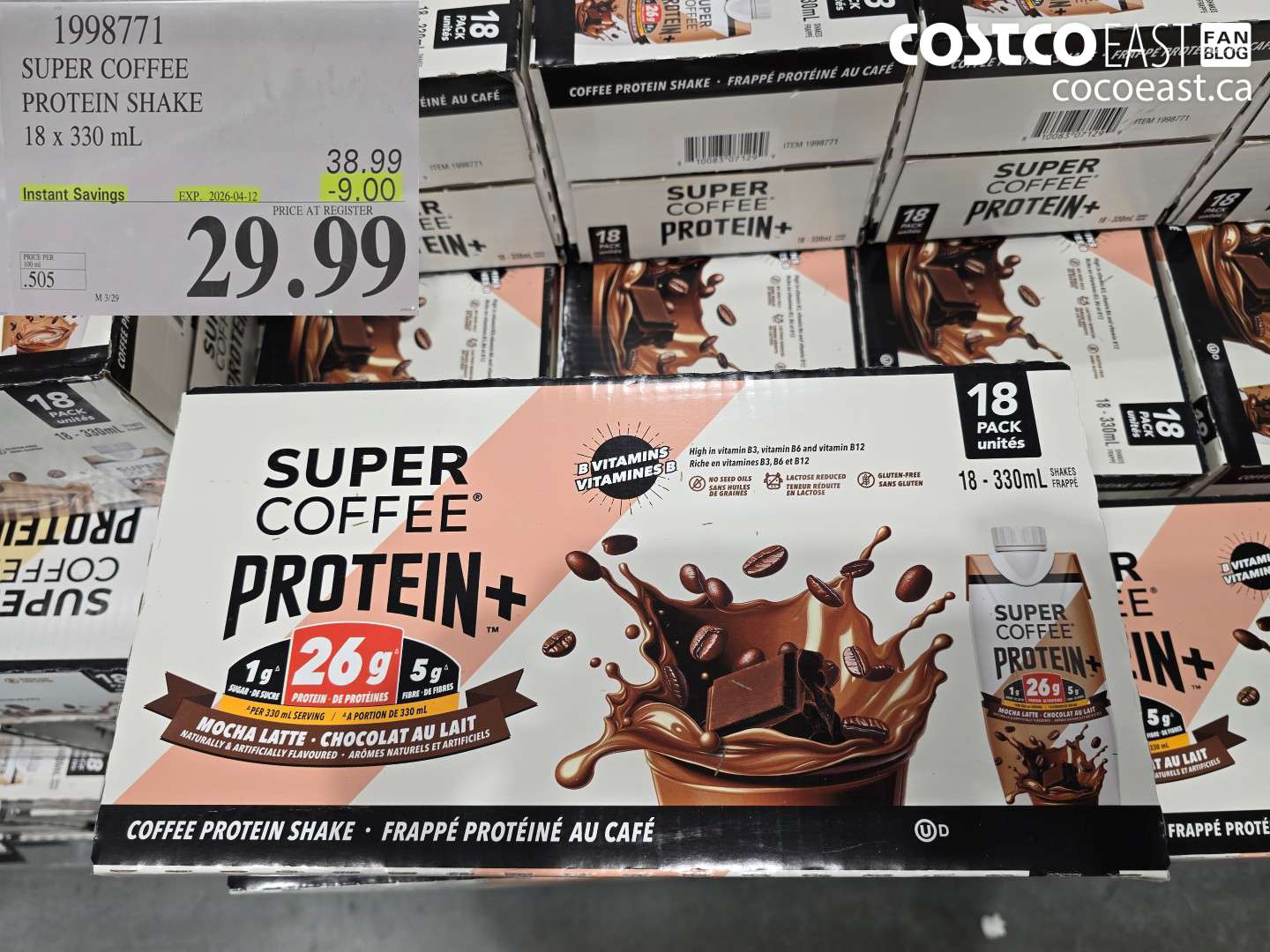 1998771 SUPER COFFEE PROTEIN SHAKE 18 X 330 ML ($9.00 INSTANT SAVINGS EXPIRES ON 2026-04-12) $29.99