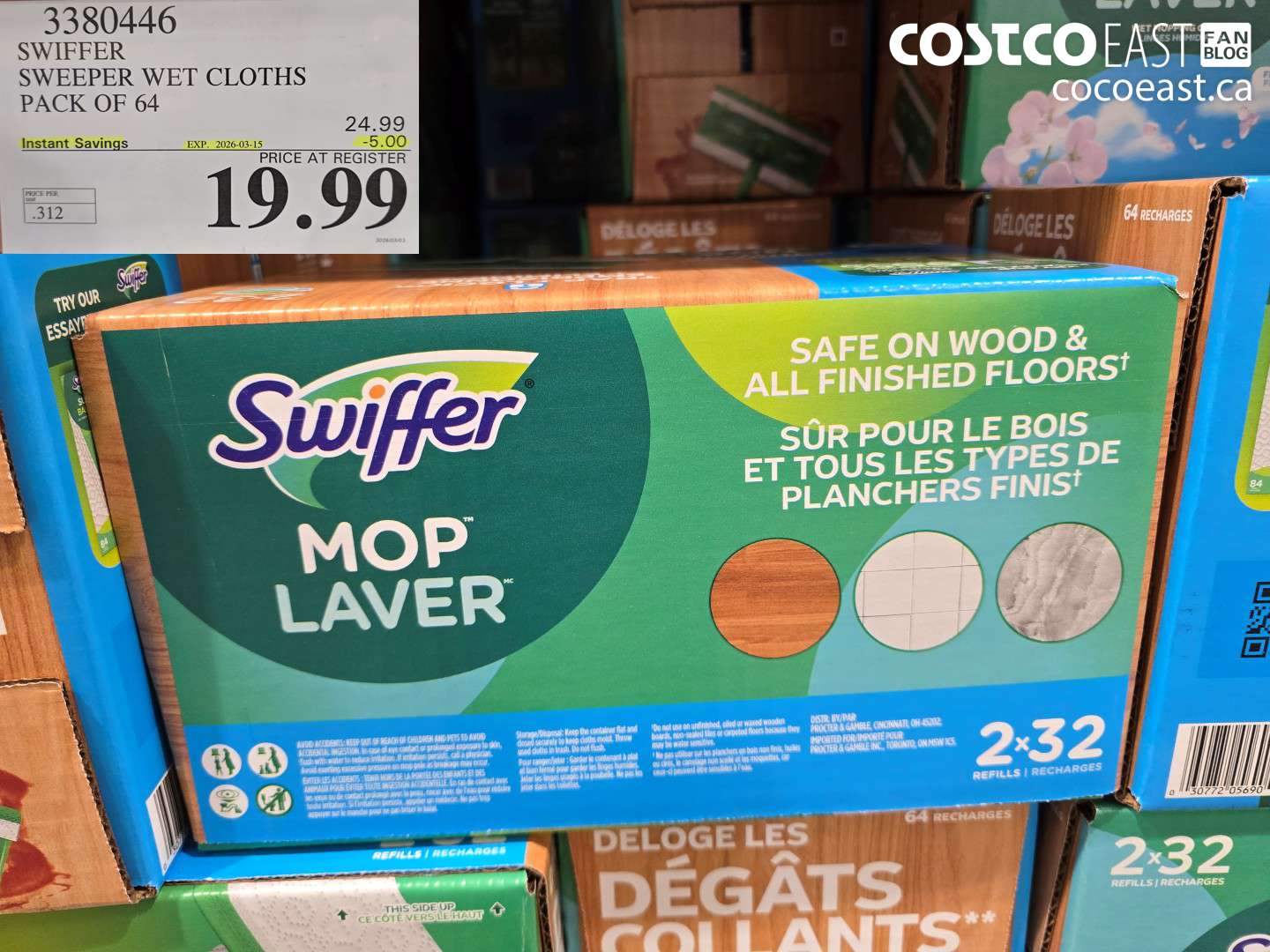 3380446 SWEEPER WET CLOTHS PACK OF 64 ($5.00 INSTANT SAVINGS EXPIRES ON 2026-03-15) $19.99