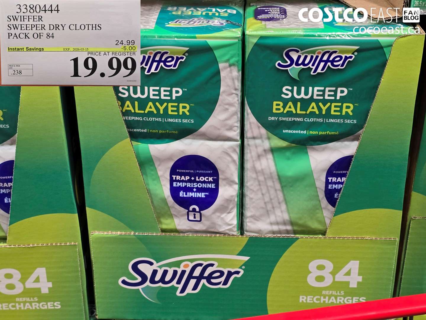 3380444 SWIFFER SWEEPER DRY CLOTHS PACK OF 84 ($5.00 INSTANT SAVINGS EXPIRES ON 2026-03-15) $19.99