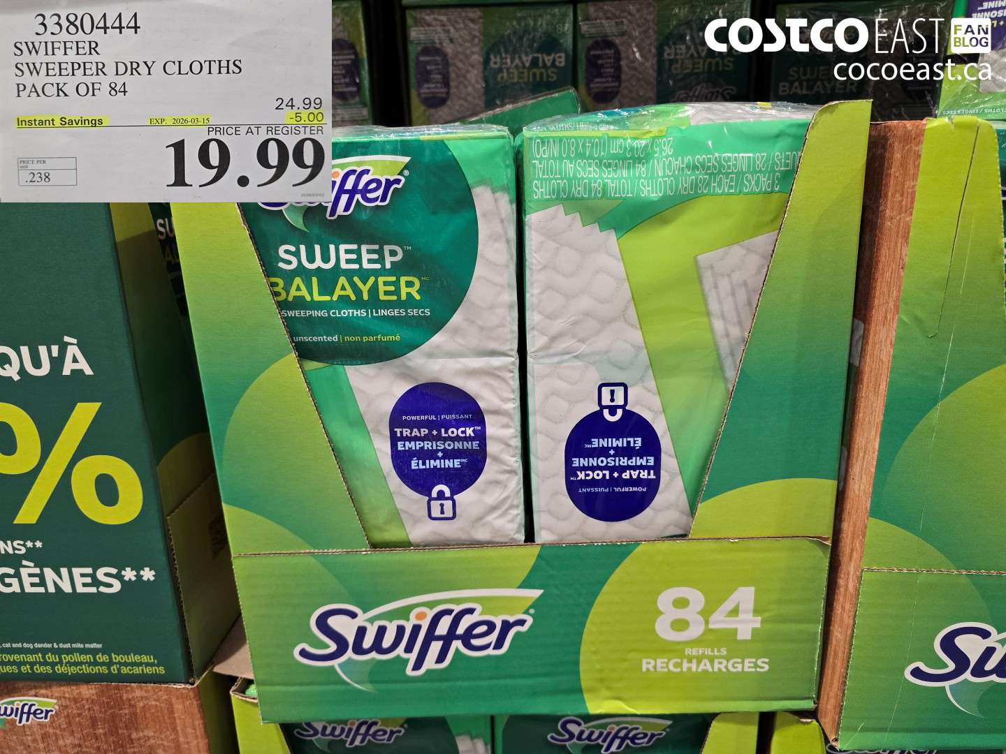 3380444 SWIFFER SWEEPER DRY CLOTHS PACK OF 84 ($5.00 INSTANT SAVINGS EXPIRES ON 2026-03-15) $19.99