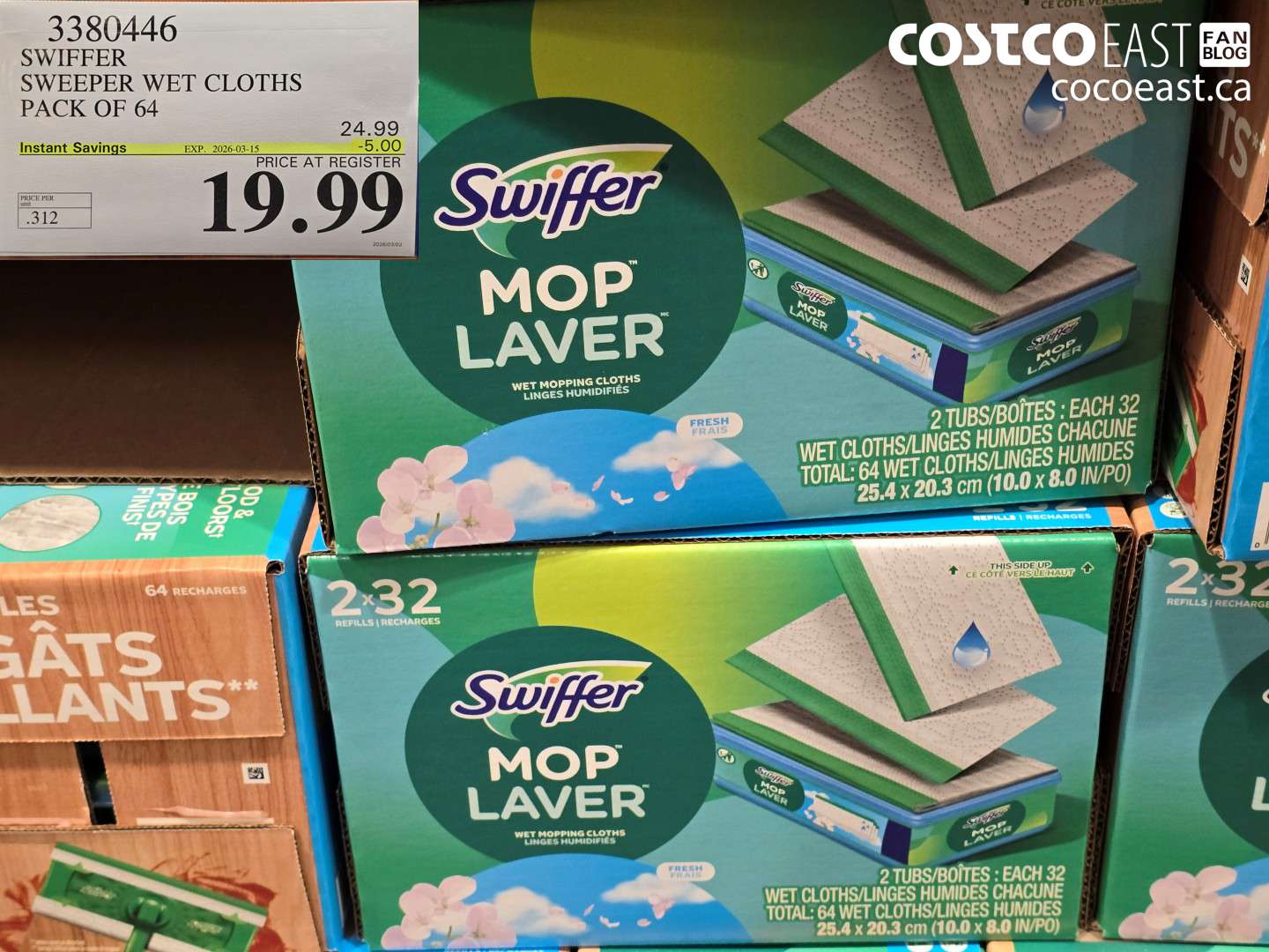 3380446 SWIFFER SWEEPER WET CLOTHS PACK OF 64 ($5.00 INSTANT SAVINGS EXPIRES ON 2026-03-15) $19.99