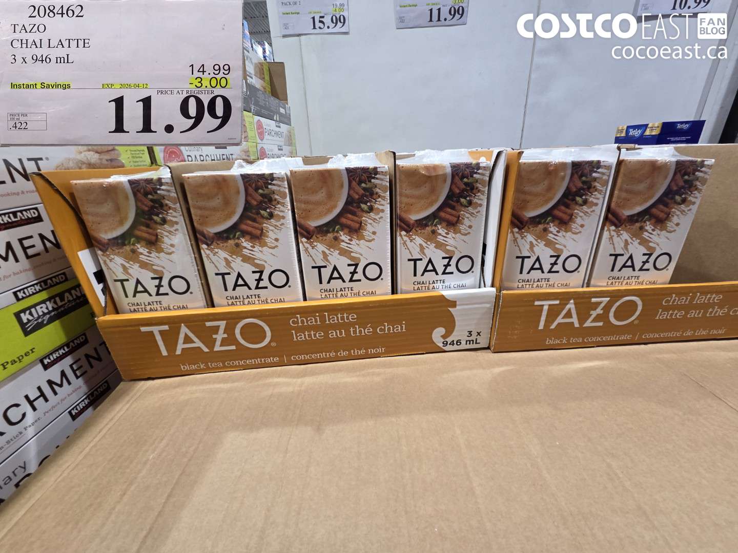 208462 TAZO CHAI LATTE 3 X 946 ML ($3.00 INSTANT SAVINGS EXPIRES ON 2026-04-12) $11.99