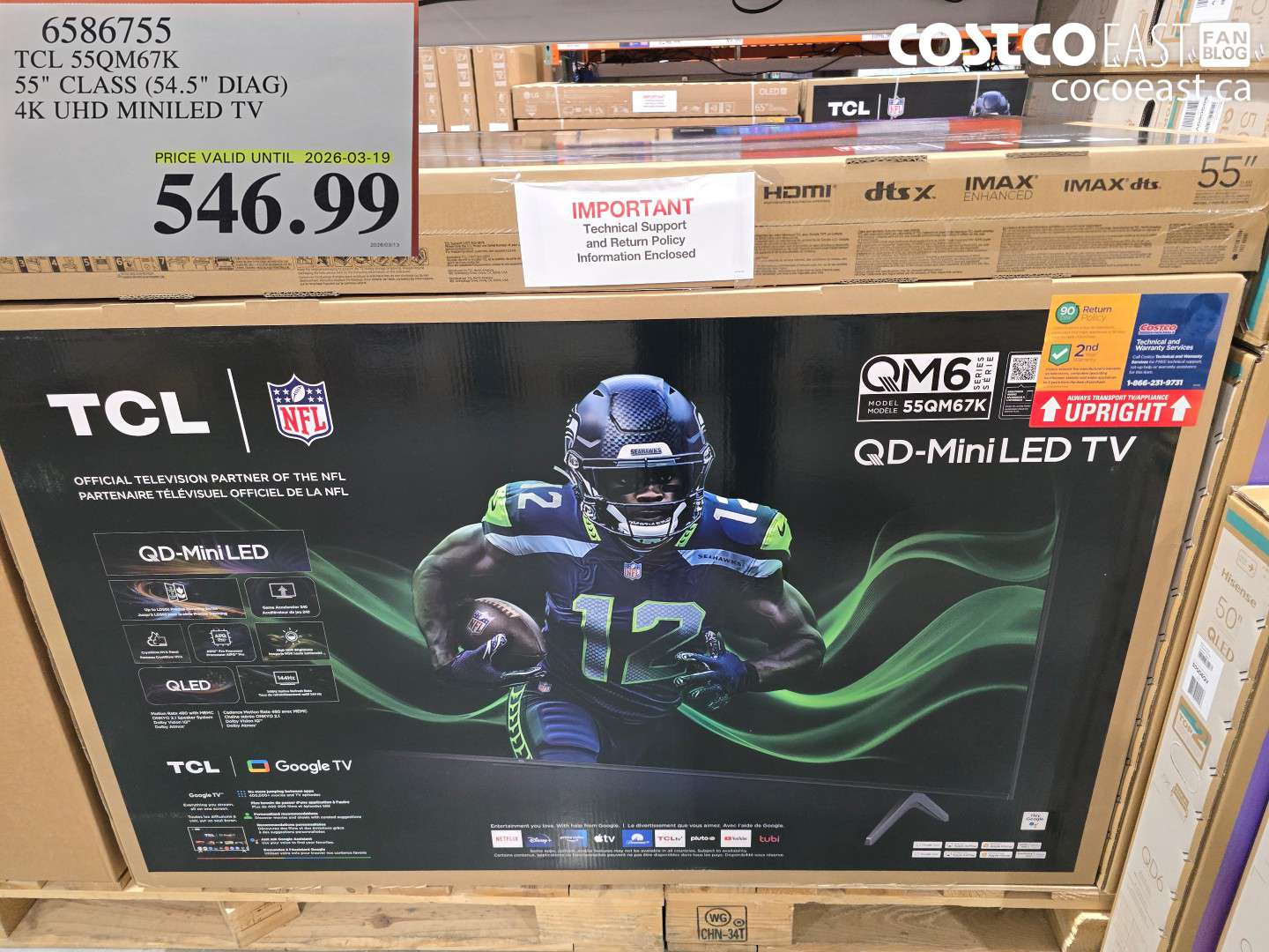 6586755 TCL 55Q67K 55 CLASS (54.5 DIAG) 4K UHD MINILED TV $546.99