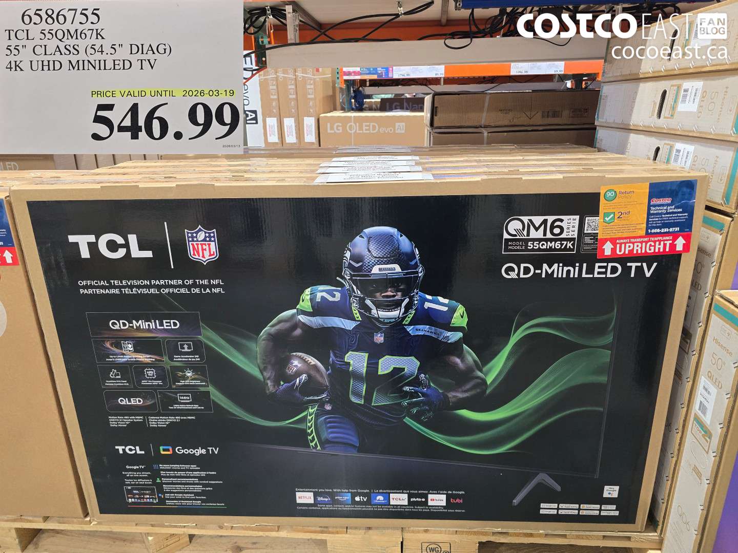 6586755 TCL 55Q67K 55 IN CLASS (54.5 IN DIAG) 4K UHD MINILED TV $546.99