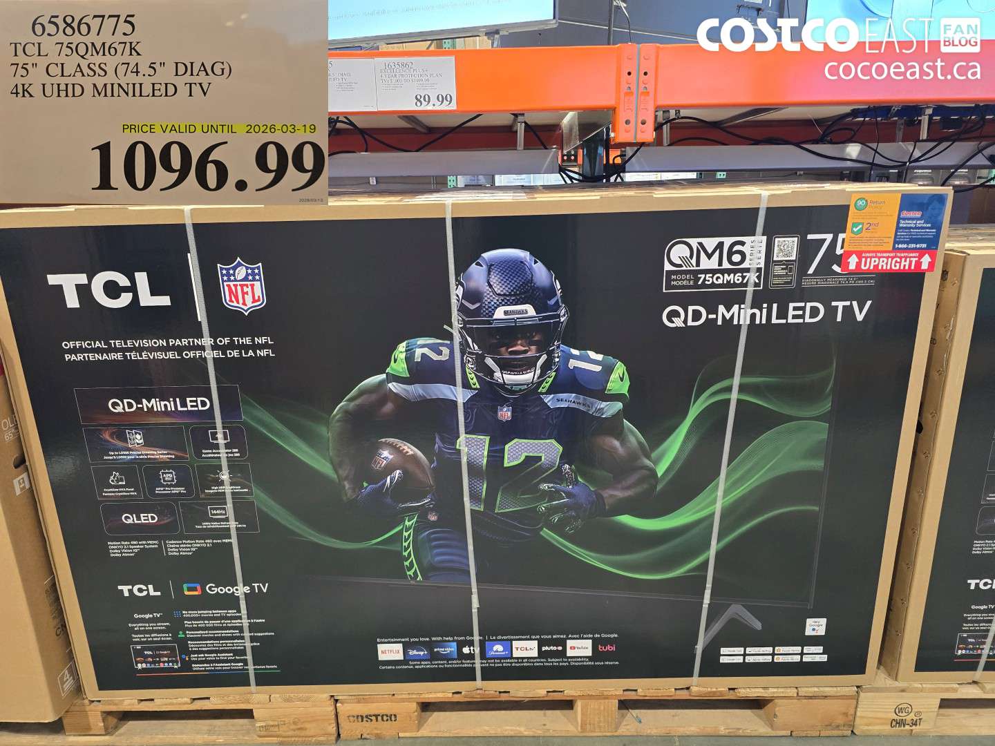 6586775 TCL 75QM67K 75 CLASS (74.5 DIAG) 4K UHD MINILED TV $1096.99