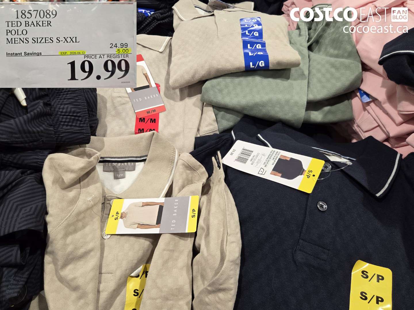 1857089 TED BAKER POLO MENS SIZES S-XXL ($5.00 INSTANT SAVINGS EXPIRES ON 2026-04-12) $19.99