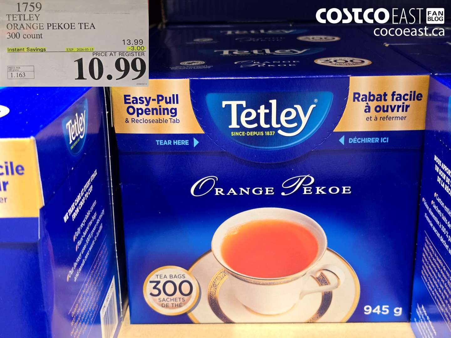 1759 TETLEY ORANGE PEKOE TEA 300 COUNT ($3.00 INSTANT SAVINGS EXPIRES ON 2026-03-15) $10.99