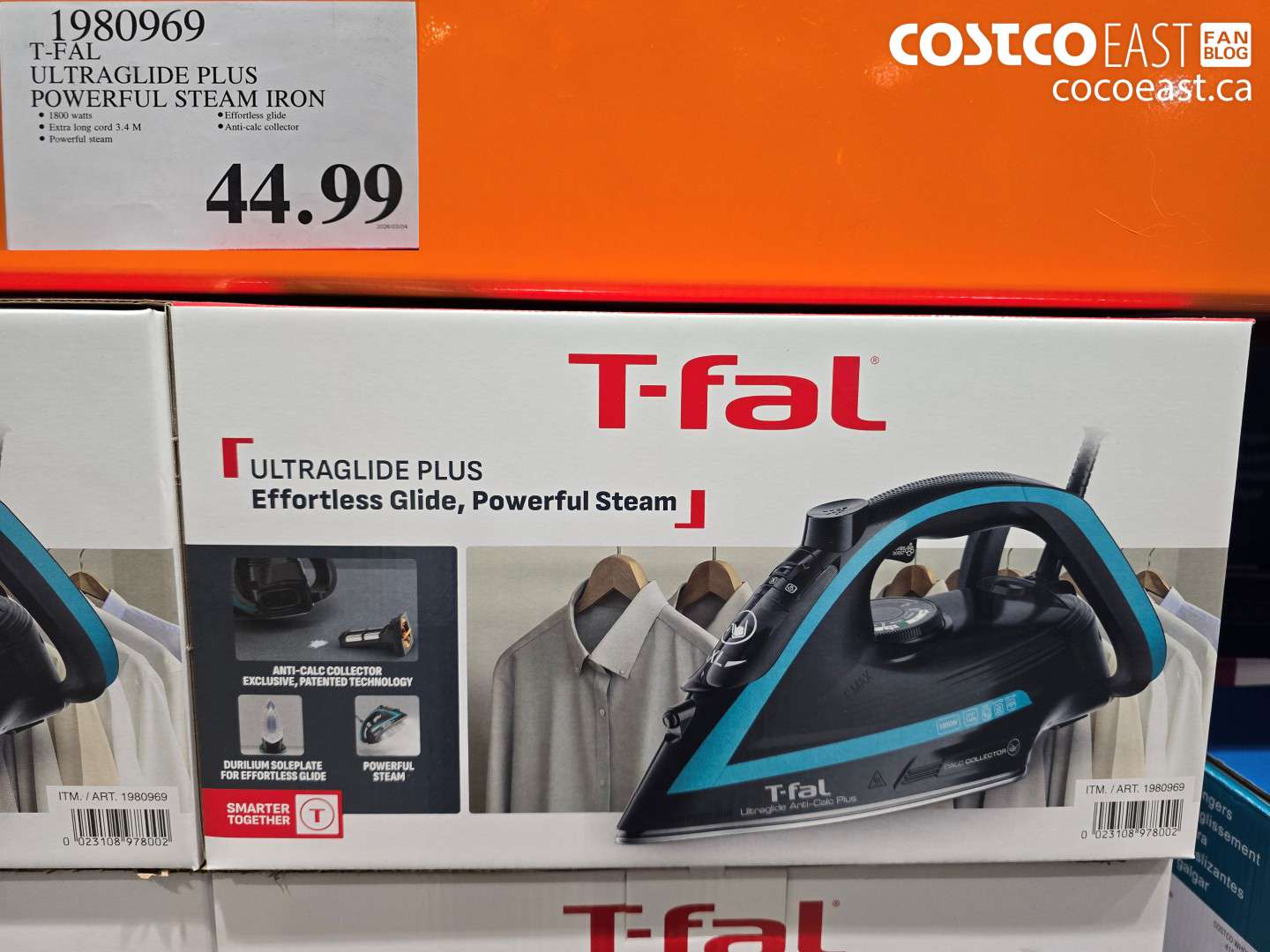 1980969 T-FAL ULTRAGLIDE PLUS POWERFUL STEAM IRON $44.99