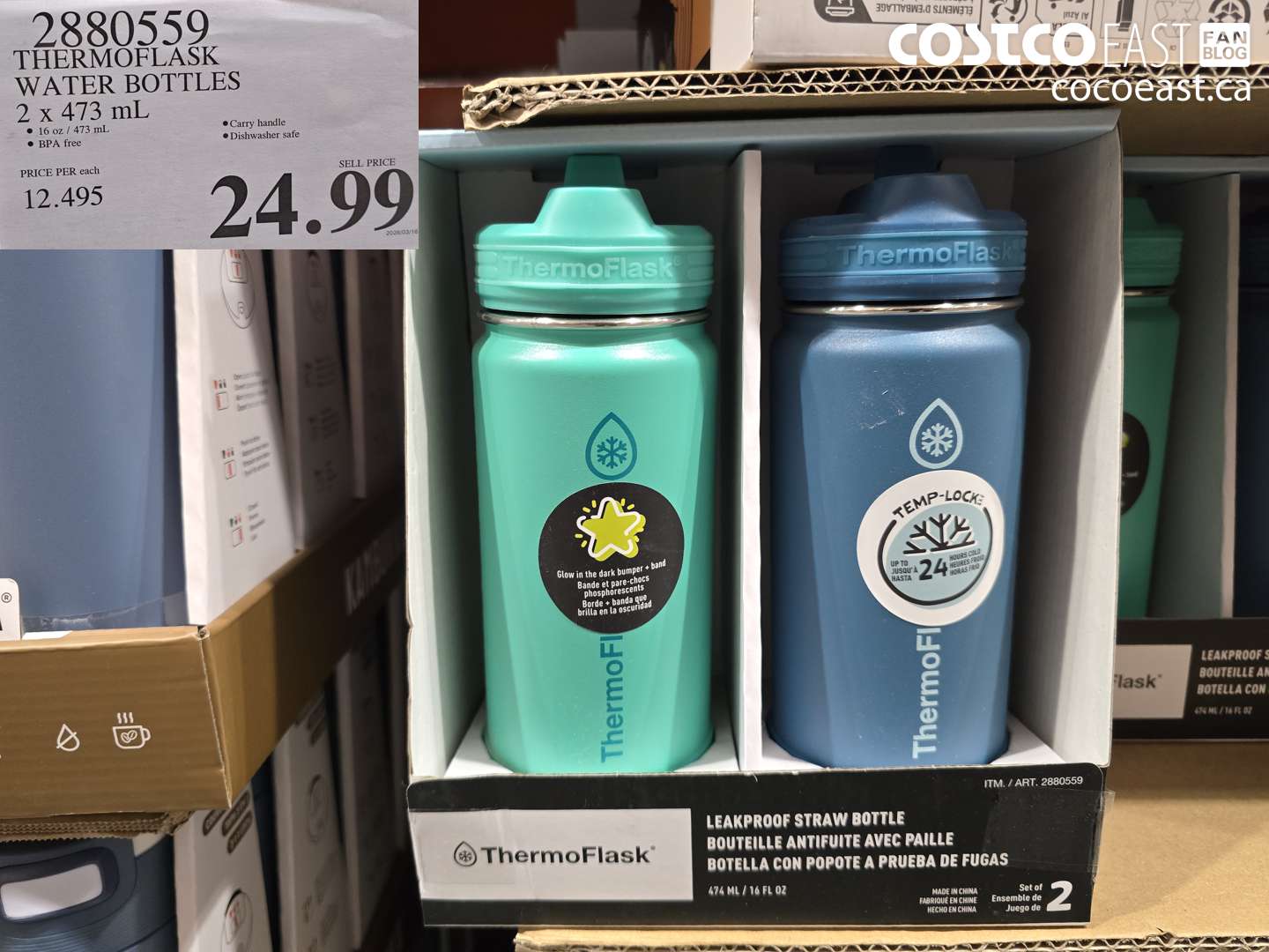 288059 THERMOFLASK WATER BOTTLES 2 X 473 ML $24.99