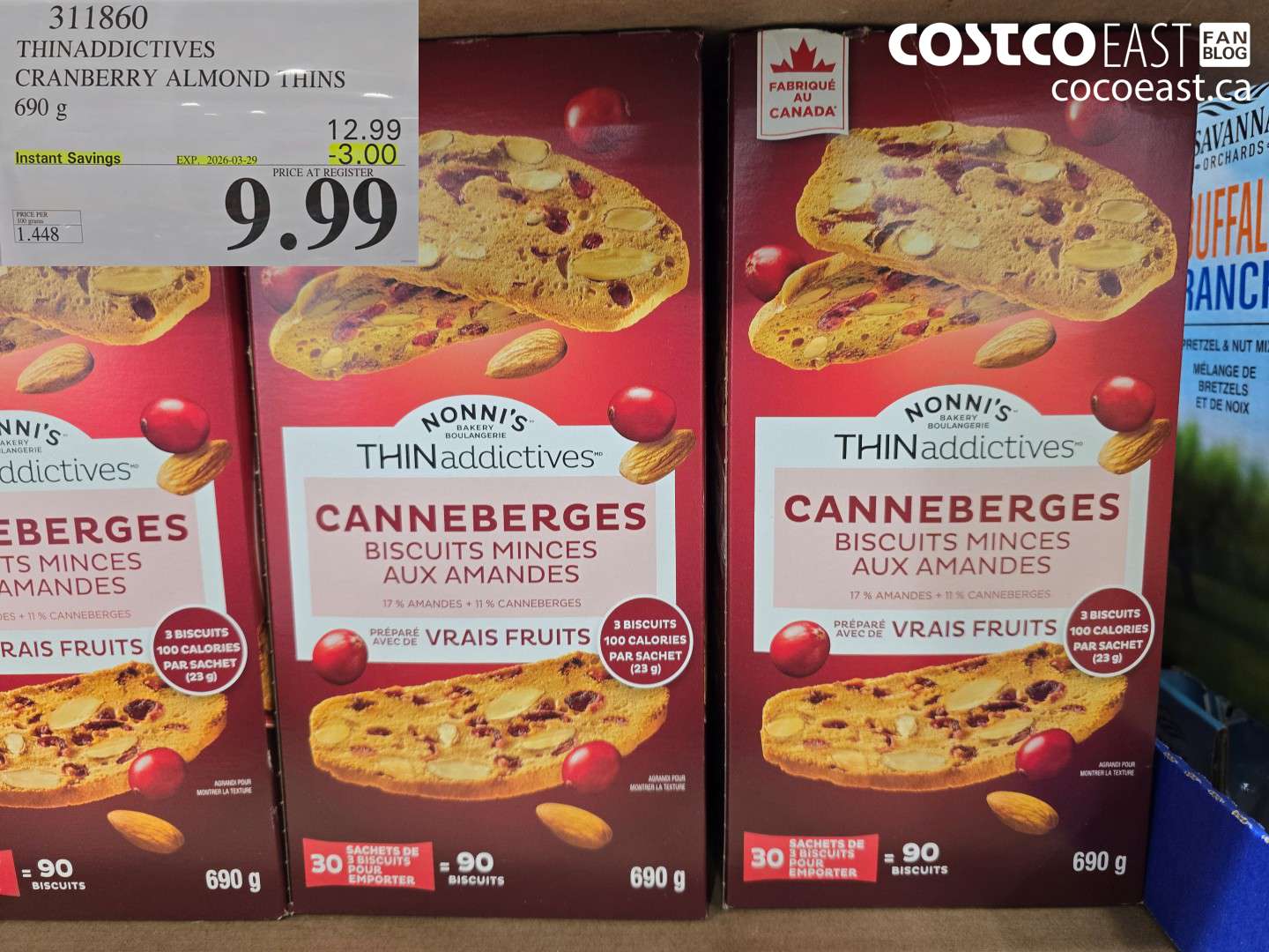 311860 THIN ADDICTIVES CRANBERRY ALMOND THINS 690 G ($3.00 INSTANT SAVINGS EXPIRES ON 2026-03-29) $9.99