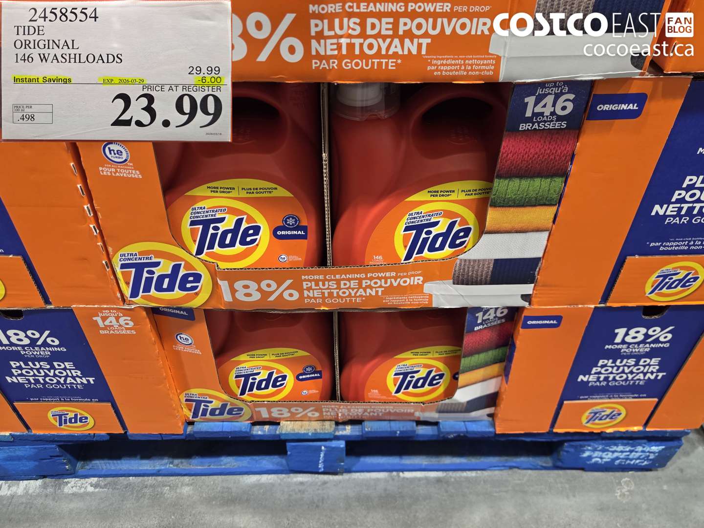 2458554 TIDE ORIGINAL 146 WASHLOADS ($6.00 INSTANT SAVINGS EXPIRES ON 2026-03-29) $23.99