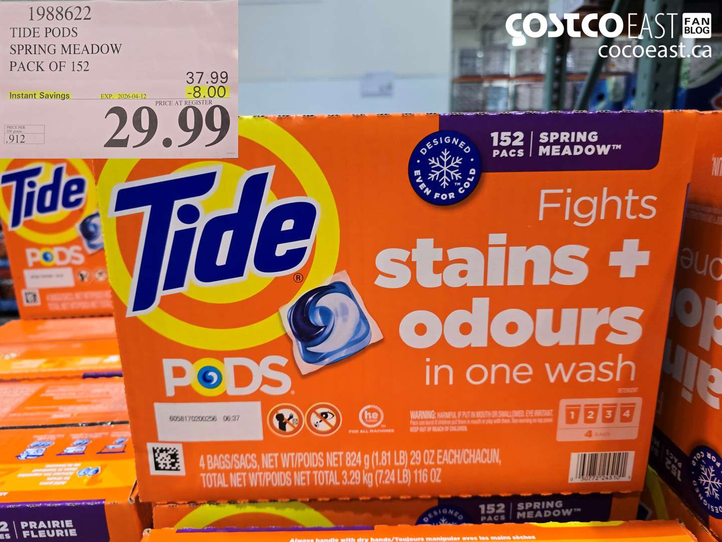 1988622 TIDE PODS SPRING MEADOW PACK OF 152 ($8.00 INSTANT SAVINGS EXPIRES ON 2026-04-12) $29.99