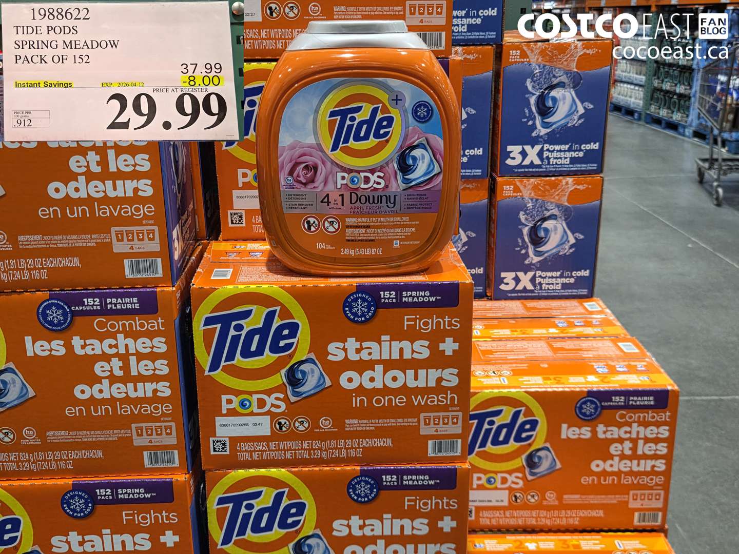 1988622 TIDE PODS SPRING MEADOW PACK OF 152 ($8.00 INSTANT SAVINGS EXPIRES ON 2026-04-12) $29.99