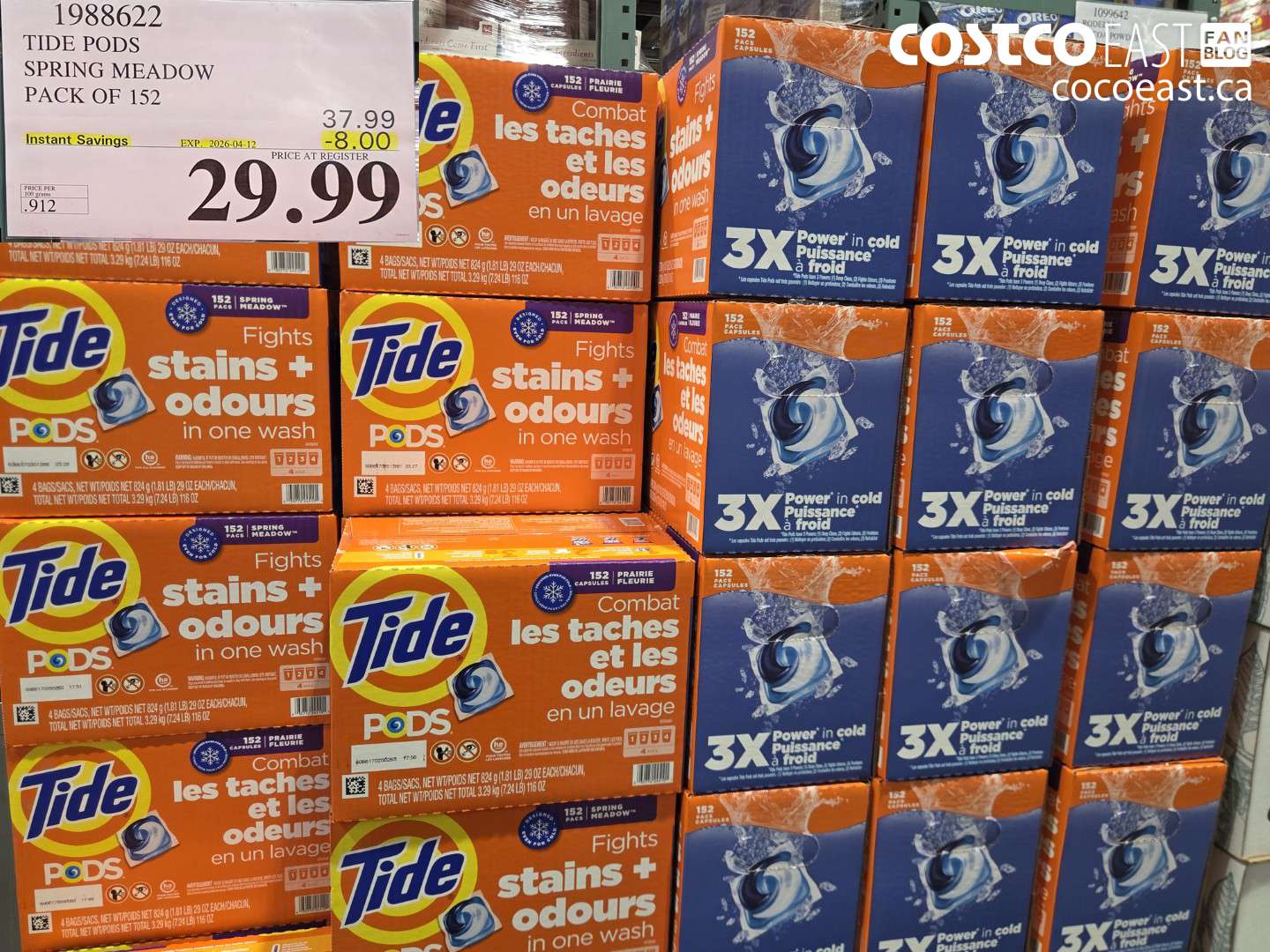 1988622 TIDE PODS SPRING MEADOW PACK OF 152 ($8.00 INSTANT SAVINGS EXPIRES ON 2026-04-12) $29.99