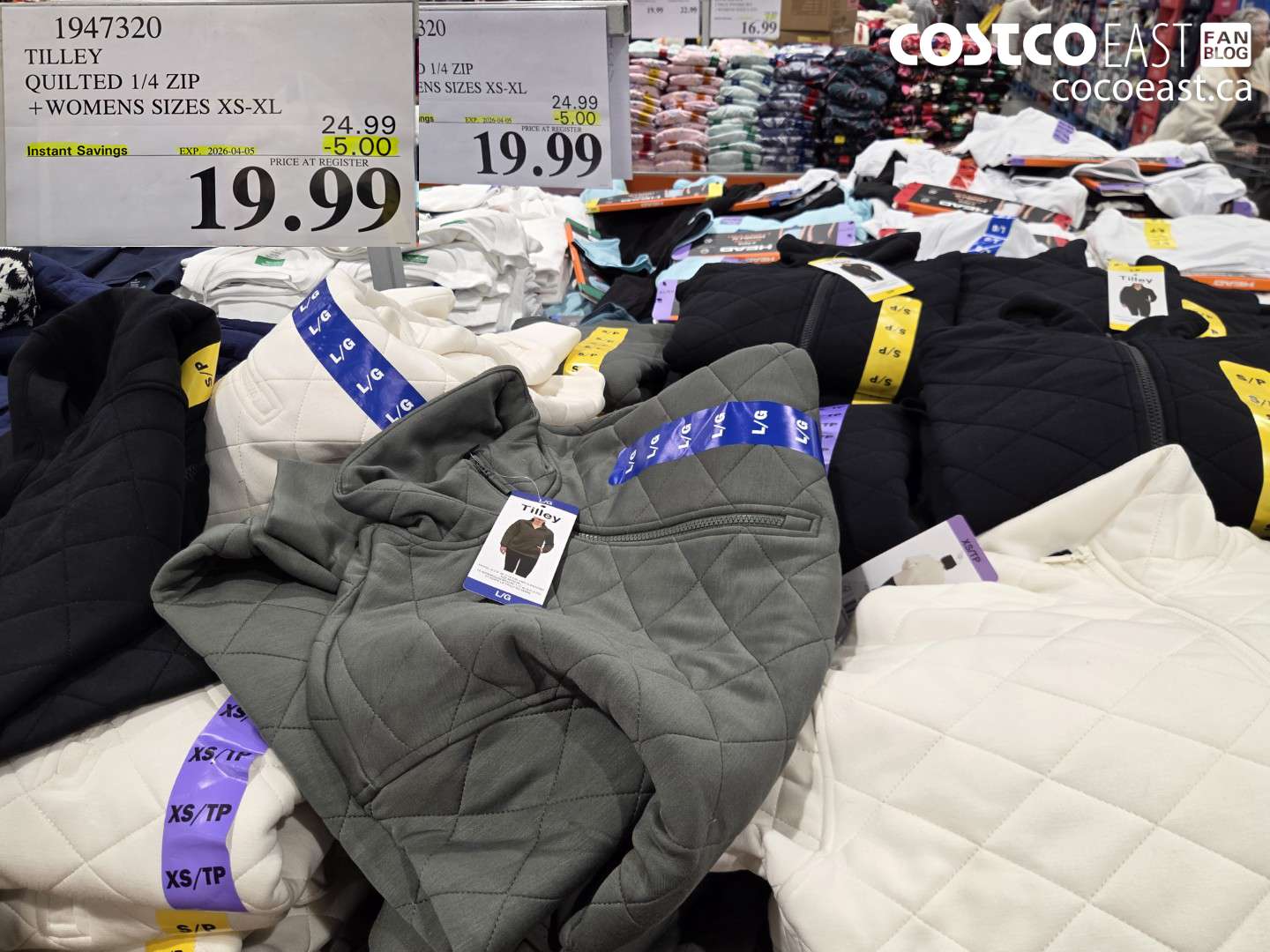 1947320 TILLEY QUILTED 1/4 ZIP + WOMENS SIZES XS-XL ($5.00 INSTANT SAVINGS EXPIRES ON 2026-04-05) $19.99