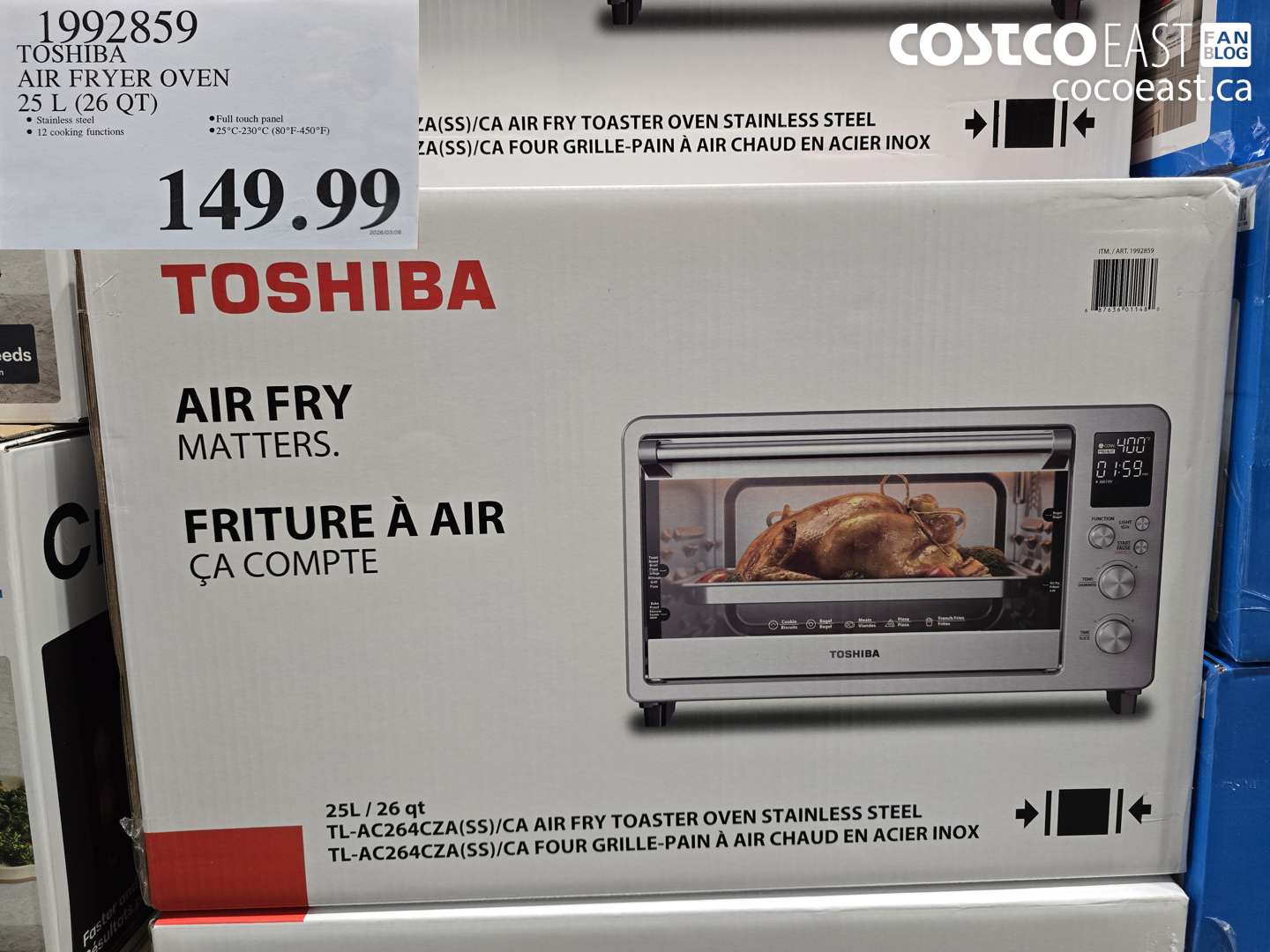 1992859 TOSHIBA AIR FRYER OVEN 25 L (26 QT) $149.99