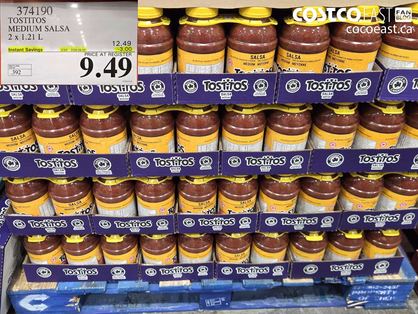374190 TOSTITOS MEDIUM SALSA 2 X 1.21 L ($3.00 INSTANT SAVINGS EXPIRES ON 2026-04-05) $9.49