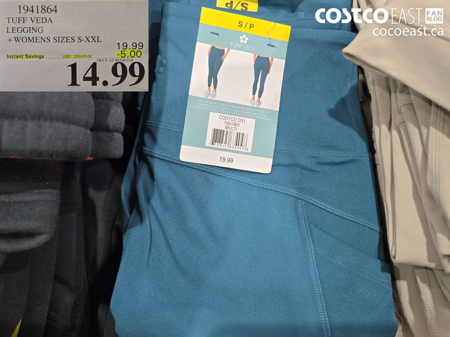 1941864 TUFF VEDA LEGGING + WOMENS SIZES S-XXL ($5.00 INSTANT SAVINGS EXPIRES ON 2026-03-08) $14.99