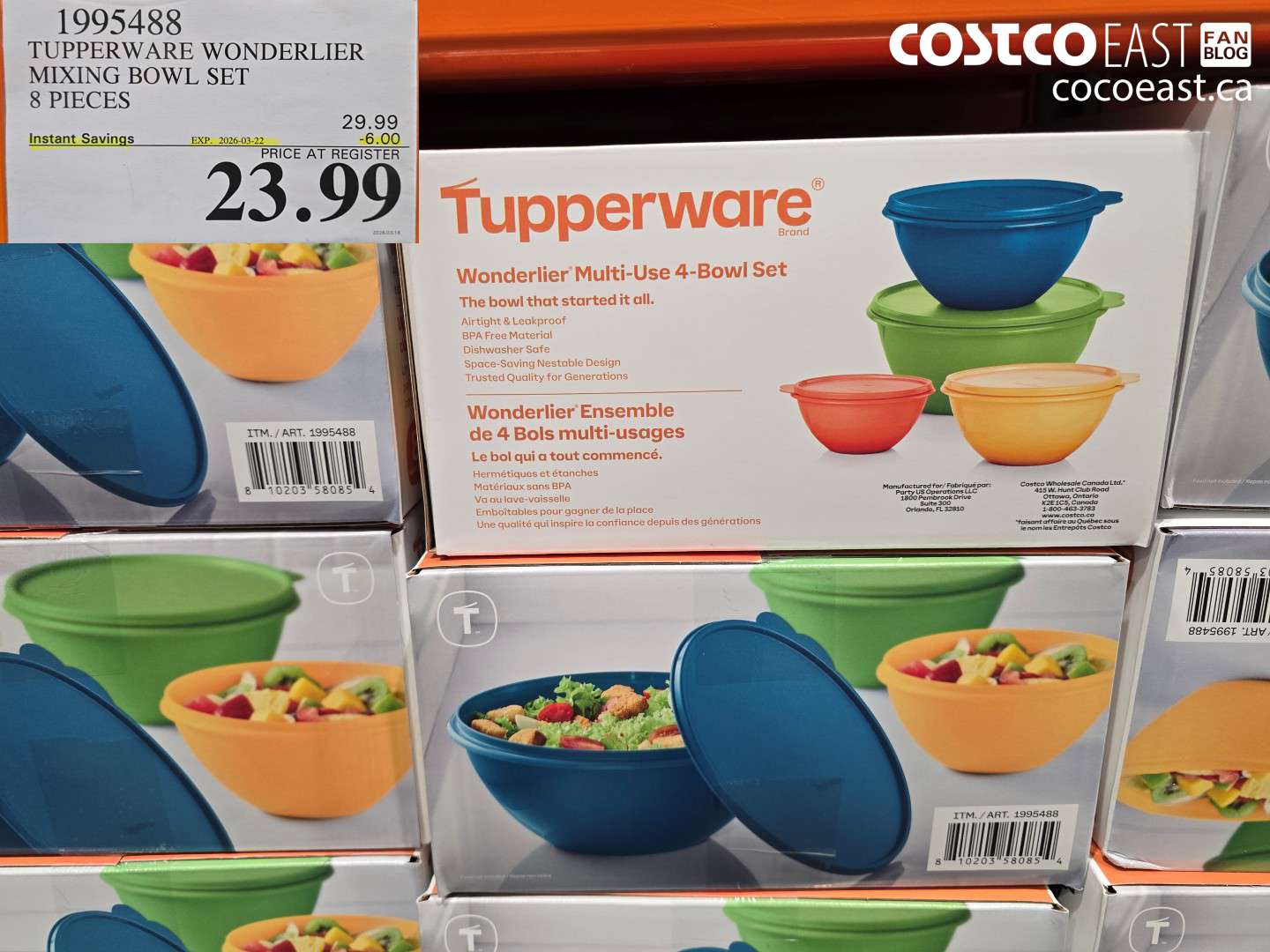 1995488 TUPPERWARE WONDERLIER MIXING BOWL SET 8 PIECES ($6.00 INSTANT SAVINGS EXPIRES ON 2026-03-22) $23.99