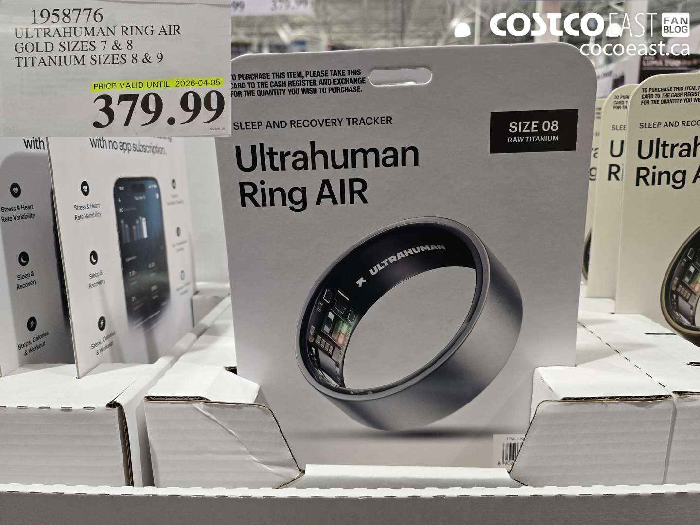 1958776 ULTRAHUMAN RING AIR GOLD SIZES 7 & 8 TITANIUM SIZES 8 & 9 $379.99