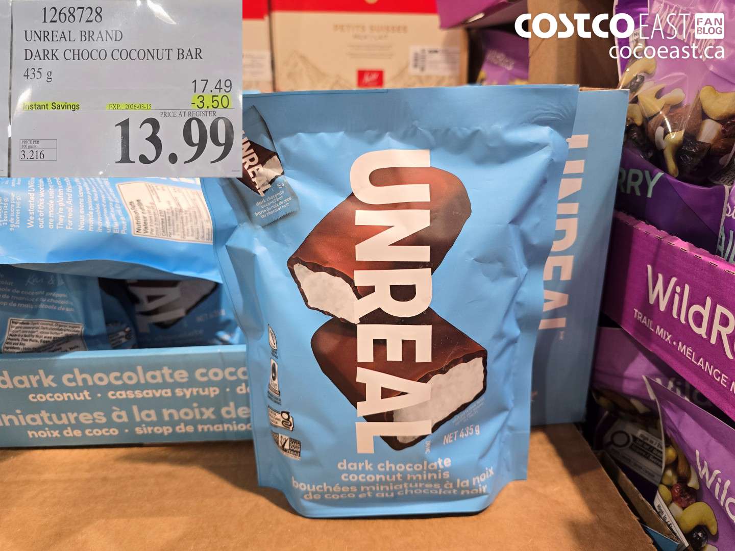 1268728 UNREAL BRAND DARK CHOCO COCONUT BAR 435 G ($3.50 INSTANT SAVINGS EXPIRES ON 2026-03-15) $13.99