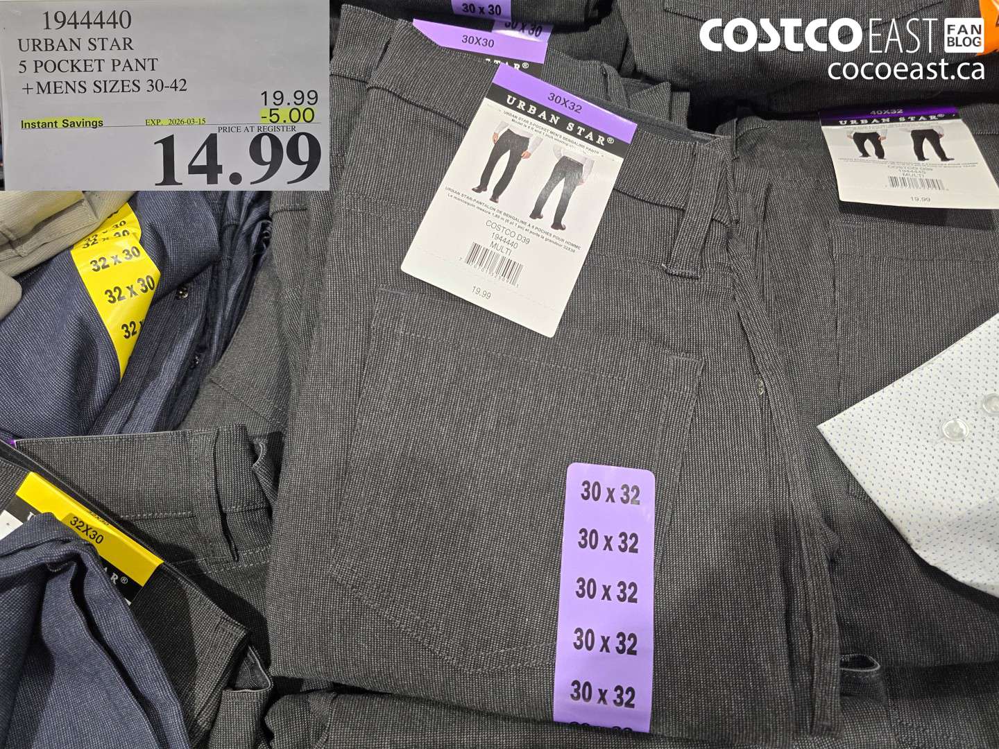 1944440 URBAN STAR 5 POCKET PANT MENS SIZES 30-42 ($5.00 INSTANT SAVINGS EXPIRES ON 2026-03-15) $14.99