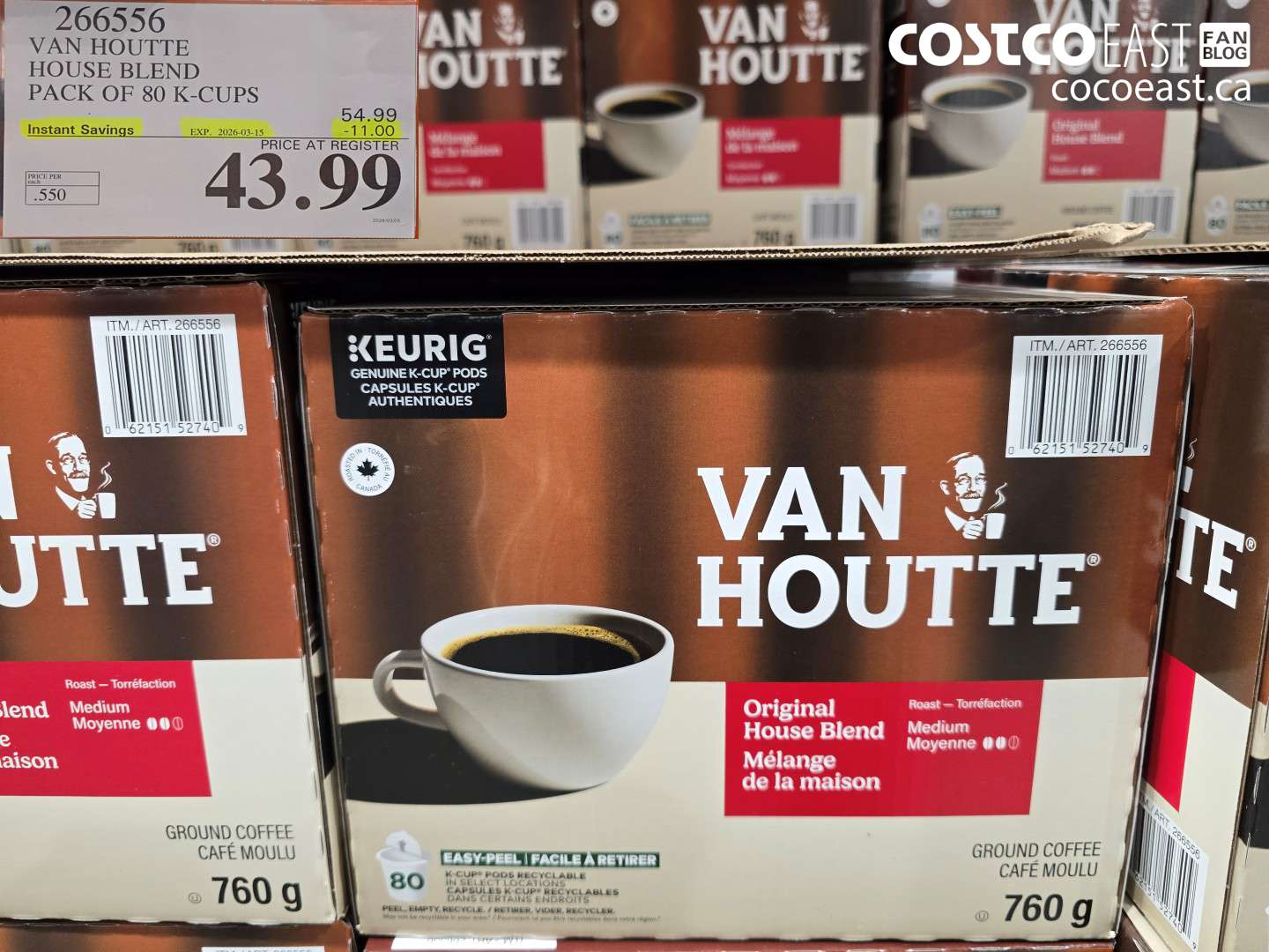 266556 VAN HOUTTE HOUSE BLEND PACK OF 80 K-CUPS ($11.00 INSTANT SAVINGS EXPIRES ON 2026-03-15) $43.99