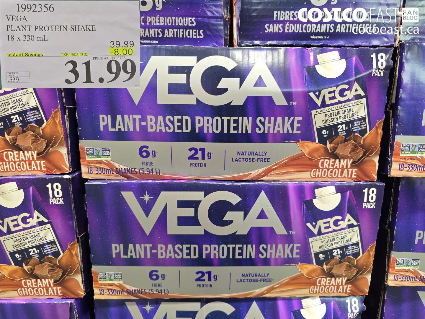 1992356 VEGA PLANT PROTEIN SHAKE 18 X 330 ML ($8.00 INSTANT SAVINGS EXPIRES ON 2026-03-22) $31.99