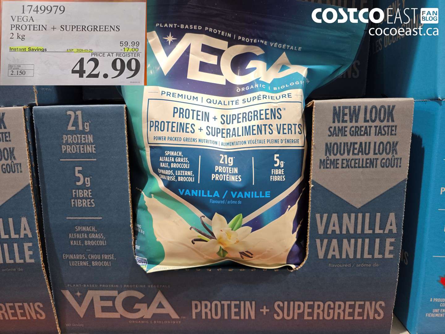 1749979 VEGA PROTEIN + SUPERGREENS 2 KG ($17.00 INSTANT SAVINGS EXPIRES ON 2026-03-29) $42.99