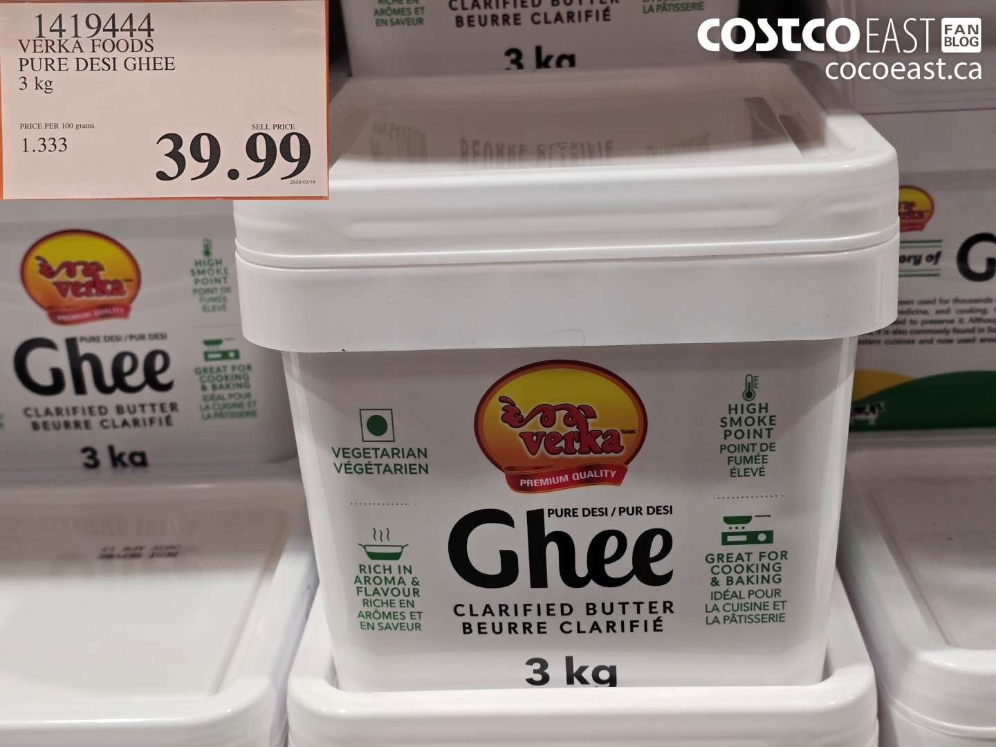 14119444 VERKA FOODS PURE DESI GHEE 3 KG $39.99