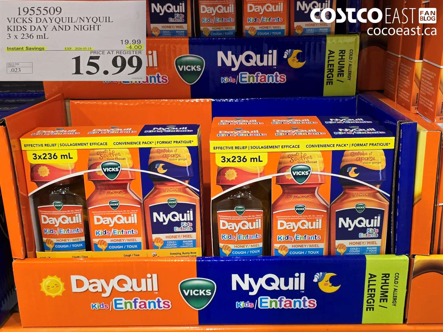 1955509 VICKS DAYQUIL/NYQUIL KIDS DAY AND NIGHT 3 X 236 ML ($4.00 INSTANT SAVINGS EXPIRES ON 2026-03-15) $15.99
