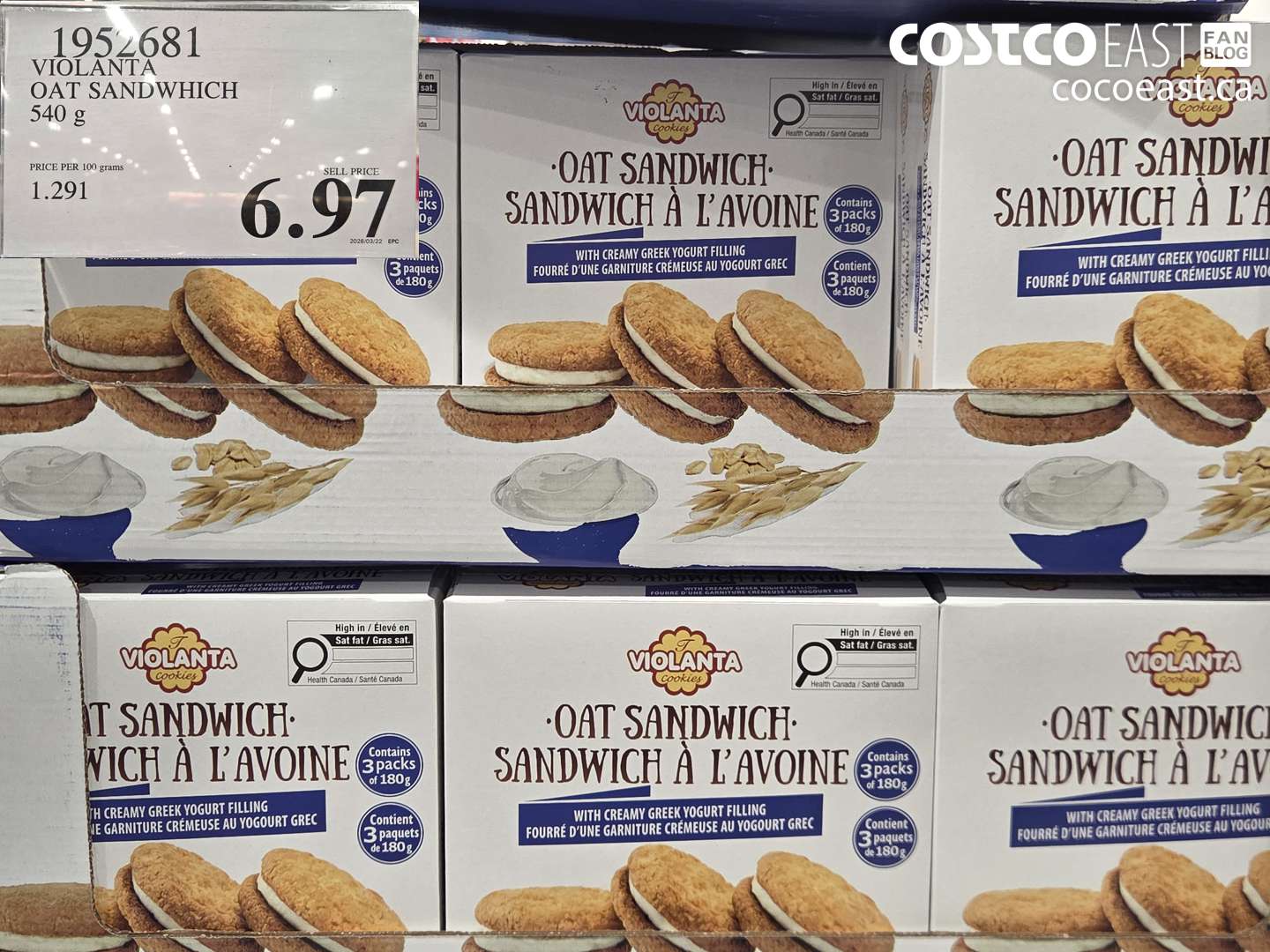 1952681 VIOLANTA OAT SANDWHICH 540 G $6.97
