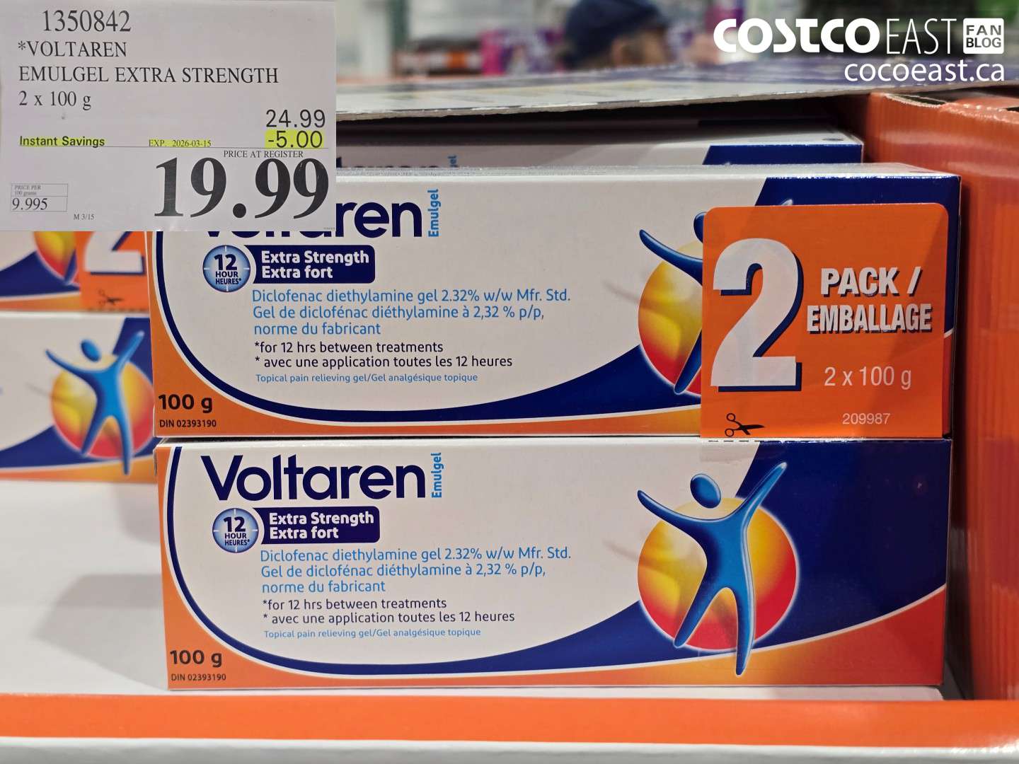 1350842 VOLTAREN EMULGEL EXTRA STRENGTH 2 X 100 G ($5.00 INSTANT SAVINGS EXPIRES ON 2026-03-15) $19.99