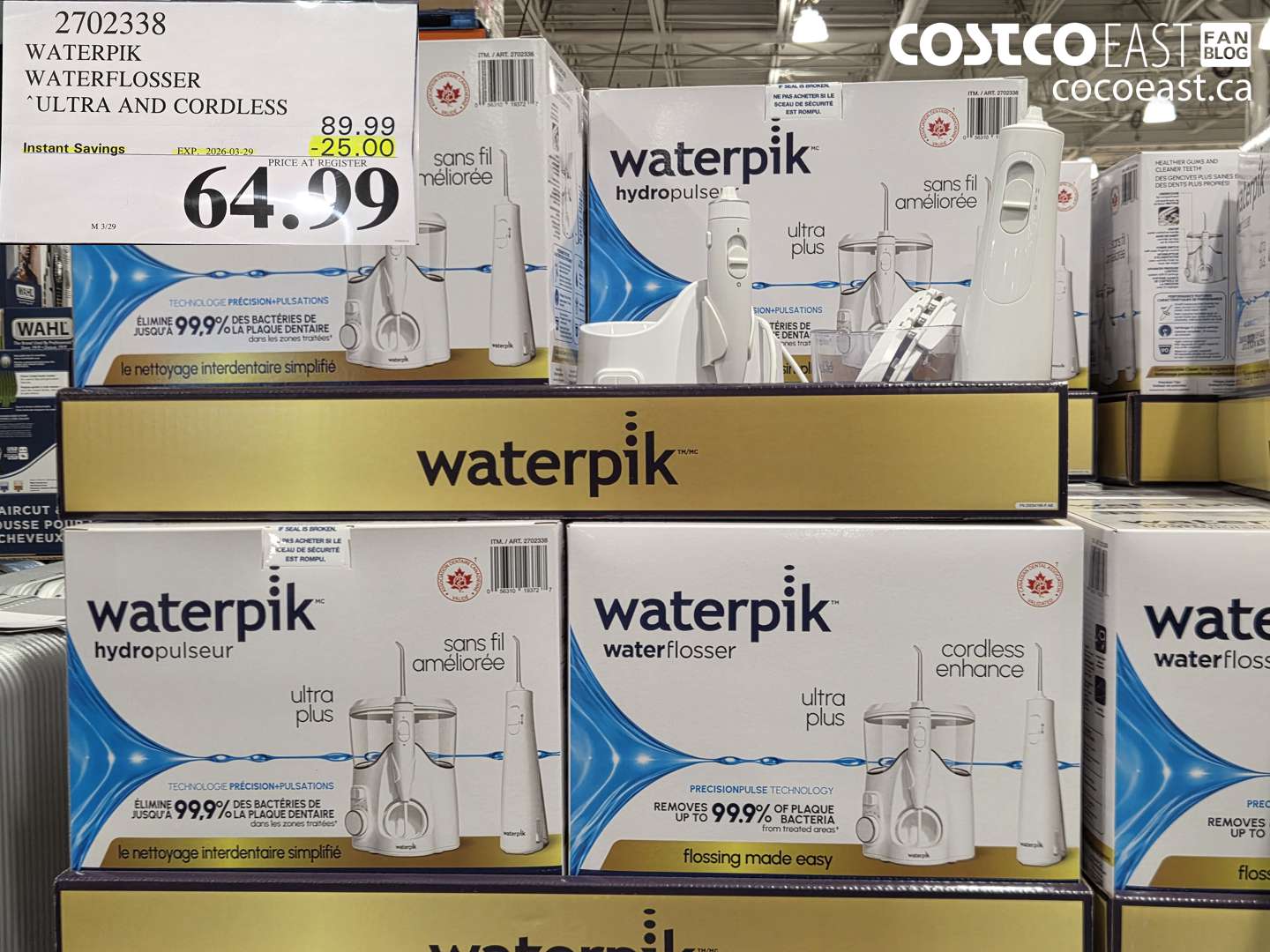 2702338 WATERPIK WATERFLOSSER ULTRA AND CORDLESS ($25.00 INSTANT SAVINGS EXPIRES ON 2026-03-29) $64.99