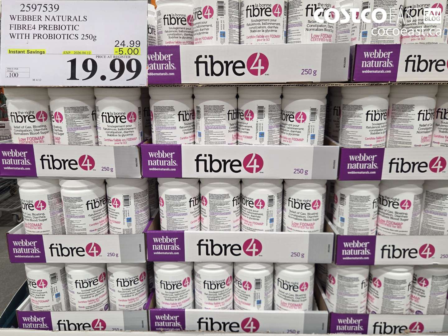 2597539 WEBBER NATURALS FIBRE4 PREBIOTIC WITH PROBIOTICS 250G ($5.00 INSTANT SAVINGS EXPIRES ON 2026-04-12) $19.99
