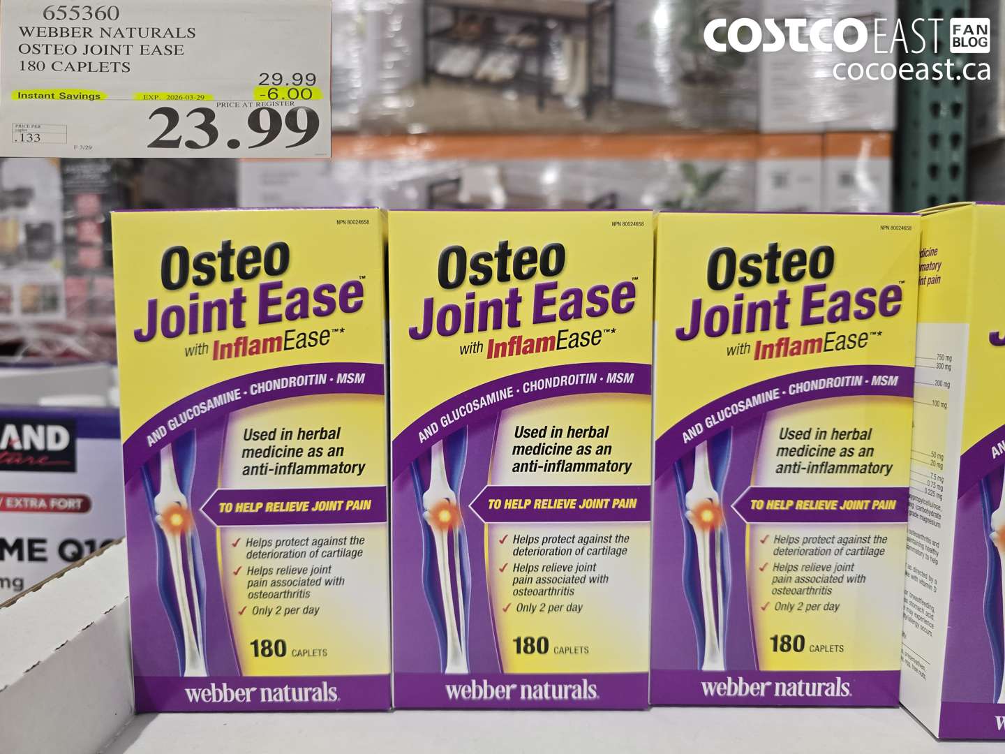655360 WEBBER NATURALS OSTEO JOINT EASE 180 CAPLETS ($6.00 INSTANT SAVINGS EXPIRES ON 2026-03-29) $23.99