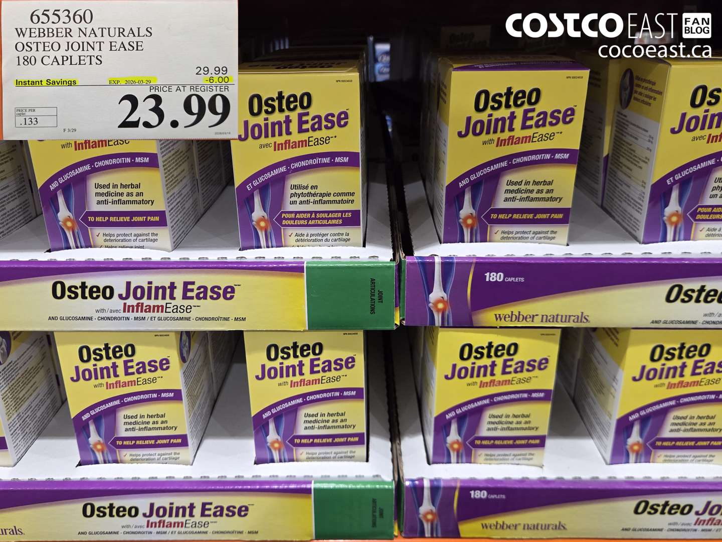 655360 WEBBER NATURALS OSTEO JOINT EASE 180 CAPLETS ($6.00 INSTANT SAVINGS EXPIRES ON 2026-03-29) $23.99