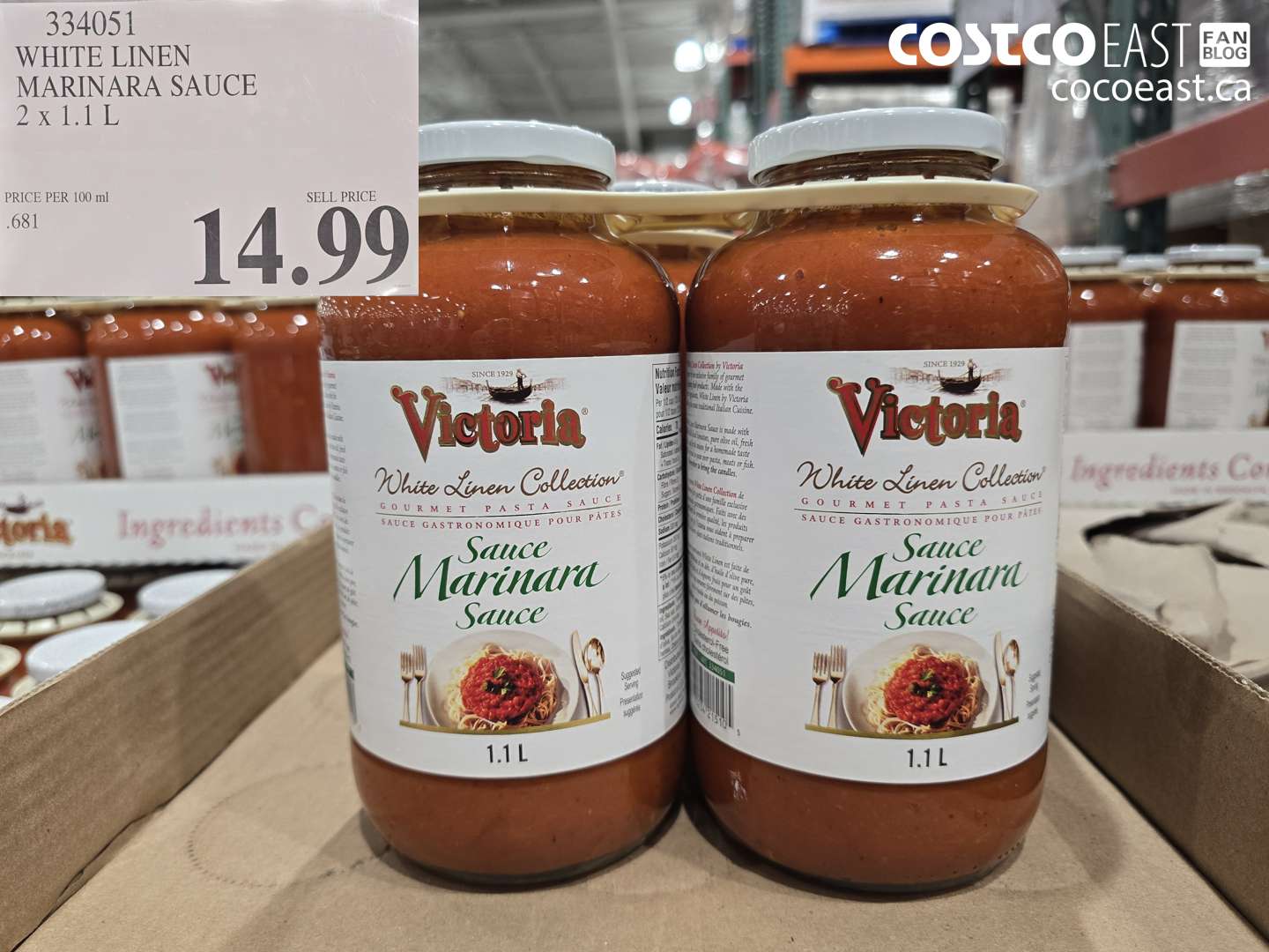 334051 WHITE LINEN MARINARA SAUCE 2 X 1.1 L $14.99