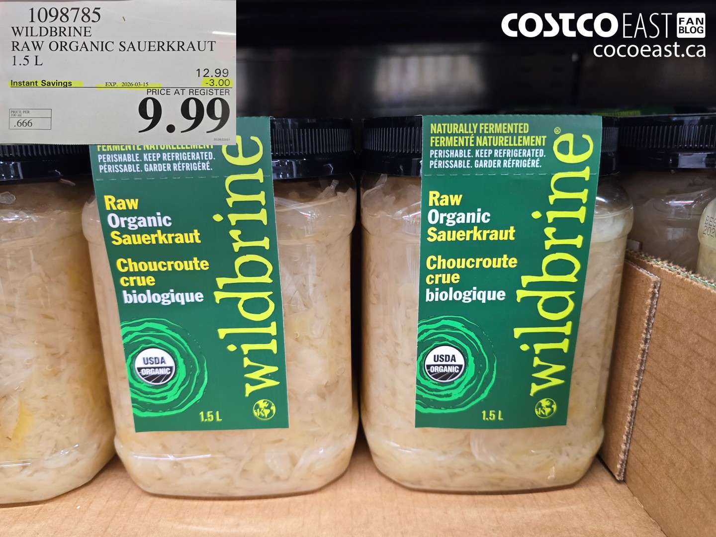 1098785 WILD BRINE RAW ORGANIC SAUERKRAUT 1.5 L ($3.00 INSTANT SAVINGS EXPIRES ON 2026-03-15) $12.99