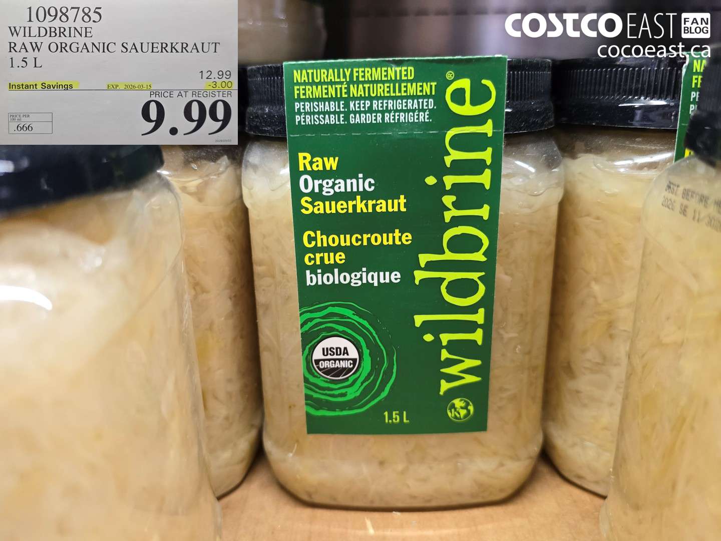 1098785 WILD BRINE RAW ORGANIC SAUERKRAUT 1.5 L ($3.00 INSTANT SAVINGS EXPIRES ON 2026-03-15) $9.99