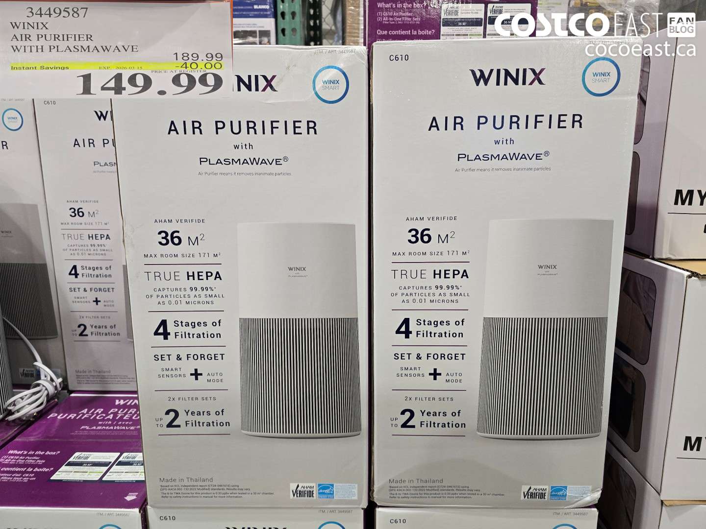3449587 WINIX AIR PURIFIER WITH PLASMAWAVE ($40.00 INSTANT SAVINGS EXPIRES ON 2026-03-15) $149.99